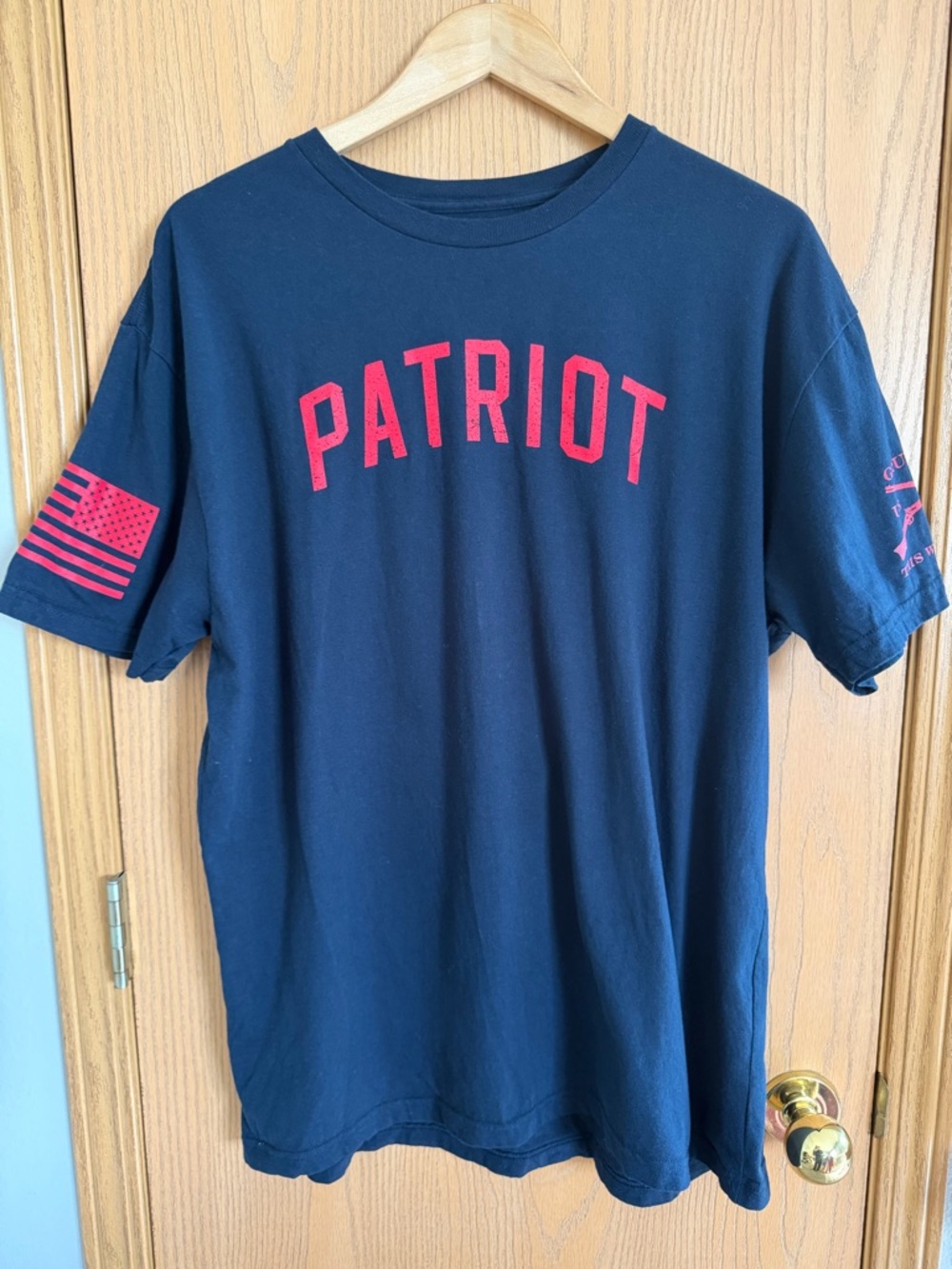 GRUNT STYLE EUC “Zero F’s Given” Patriotic Navy Red Cotton Shirt Men’s Size XL
